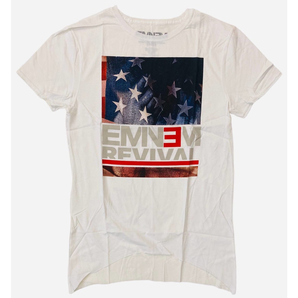 Eminem Men's Official Licensed Revival USA Flag Drop Tail Cap Sleeve Tee T-Shirt